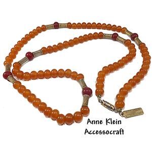 Vintage Anne Klein for Accessocraft Necklace Beaded Early 1970s Art Glass